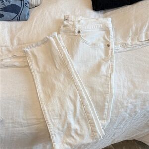 LOFT Cropped White Jeans